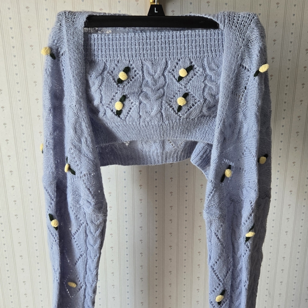 Cider Light Blue Sweater with Yellow Accents